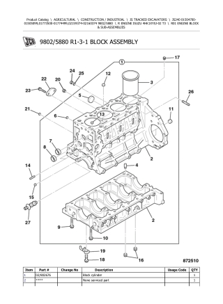 JCB JS240 Tracked Excavator Parts Catalogue Manual Instant Download (SN 01504700-01505099, 01773500-01774499, 02159374-0