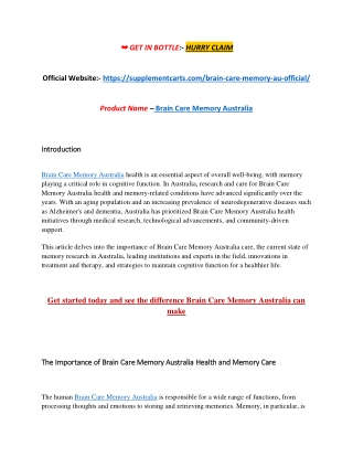 Brain Care Memory Australia