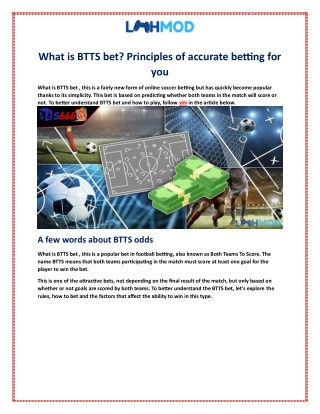 What is BTTS bet? Principles of accurate betting for you