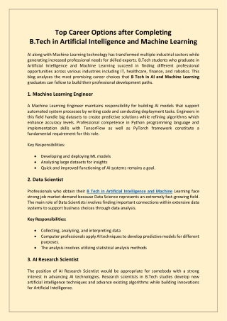Top Career Options After Completing B.Tech in AI and ML