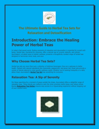 The Ultimate Guide to Herbal Tea Sets for Relaxation and Detoxification