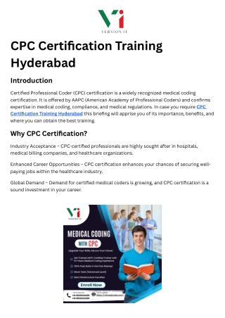CPC Certification Training Hyderabad | Medical Coding with CPC Certification