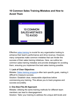 10 Common Sales Training Mistakes and How to Avoid Them