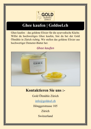 Ghee kaufen | Goldoel.ch