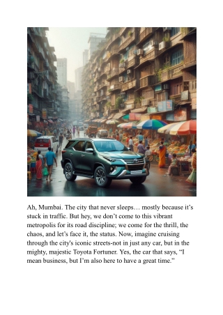 Toyota Fortuner Rentals: Because Ordinary Cars Are Boring