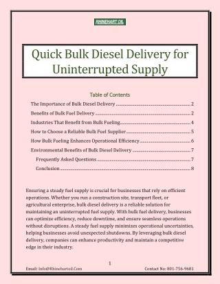 Quick Bulk Diesel Delivery