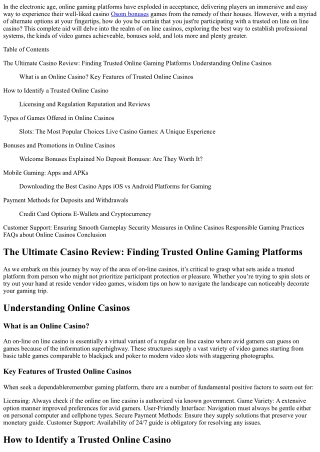The Ultimate Casino Review: Finding Trusted Online Gaming Platforms