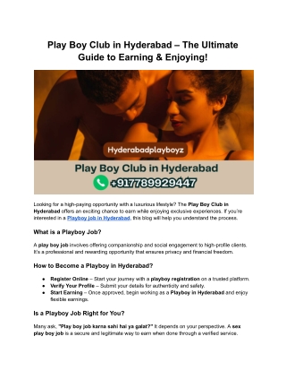 Play Boy Club in Hyderabad – The Ultimate Guide to Earning & Enjoying