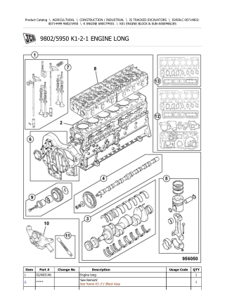 JCB JS450LC Tracked Excavator Parts Catalogue Manual Instant Download (SN 00714002-00714499)