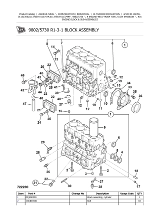 JCB JZ140 Tracked Excavator Parts Catalogue Manual Instant Download (SN 01132355-01132356, 01137000-01137574, 01137583-0