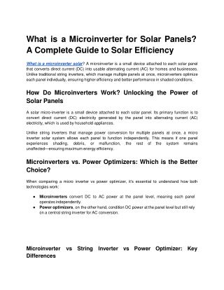 What is a Microinverter for Solar Panels_