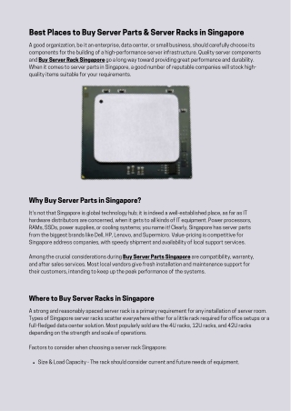 Best Places to Buy Server Parts & Server Racks in Singapore