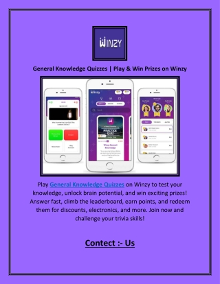 General Knowledge Quizzes | Play & Win Prizes on Winzy