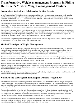 Dr Fishers Medical Weight Loss Centers