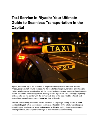 taxi service in Riyadh.