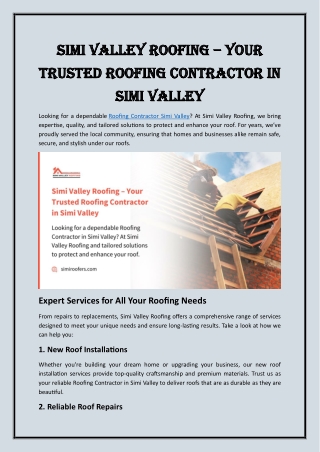 Simi Valley Roofing – Your Trusted Local Roofing Experts