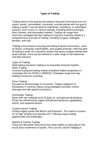 Types of Trading