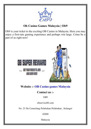 Ob Casino Games Malaysia   Ob9