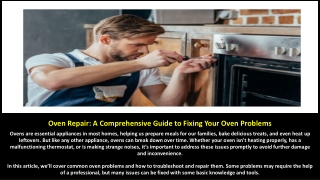 Oven Repair- A Comprehensive Guide to Fixing Your Oven Problems