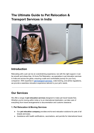 The Ultimate Guide to Pet Relocation & Transport Services in India