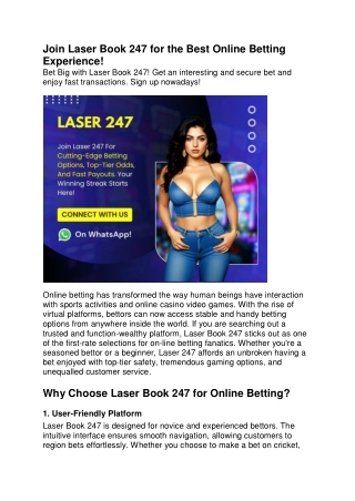 Join Laser Book 247 for the Best Online Betting Experience!