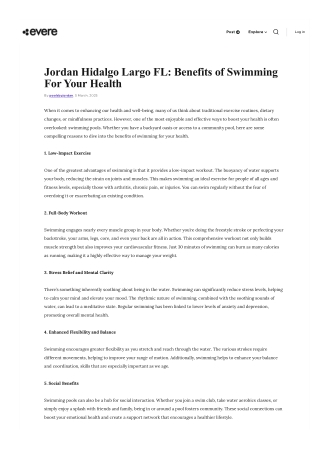 Jordan Hidalgo Largo FL: Benefits of Swimming For Your Health