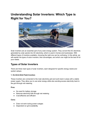 Understanding Solar Inverters: Which Type is Right for You?