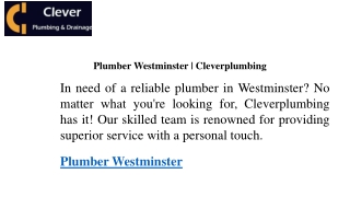 Plumber Westminster | Cleverplumbing