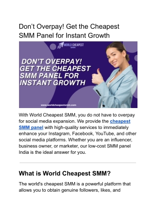 Don’t Overpay! Get the Cheapest SMM Panel for Instant Growth