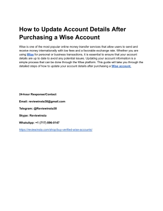 How to Update Account Details After Purchasing a Wise Account