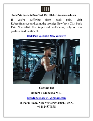Back Pain Specialist New York City  Robertfmancusomd.com