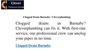 Clogged Drain Burnaby  Cleverplumbing