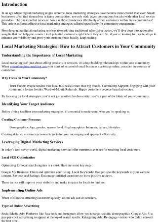 Local Marketing Strategies: How to Attract Customers in Your Community