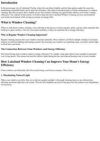 How Lakeland Window Cleaning Can Improve Your Home’s Energy Efficiency