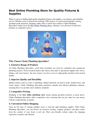 Best Online Plumbing Store for Quality Fixtures & Supplies