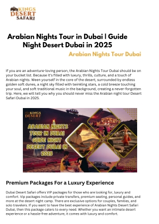 Arabian Nights Tour in Dubai