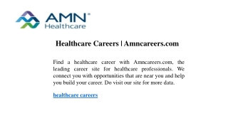 Healthcare Careers Amncareers.com