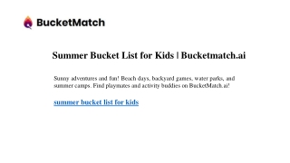 Summer Bucket List for Kids Bucketmatch.ai