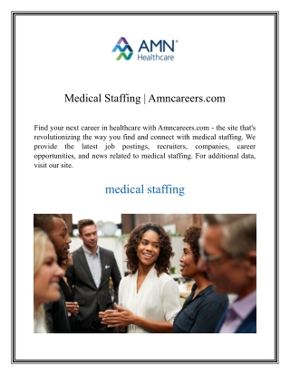 Medical Staffing  Amncareers