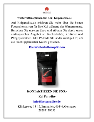 Winterfutteroptionen für Koi  Koiparadise.de