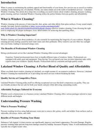 Lakeland Window Cleaning: A Perfect Blend of Quality and Affordability