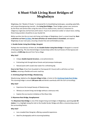 6 Must-Visit Living Root Bridges of Meghalaya