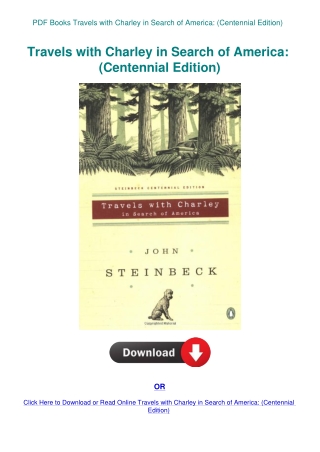 PDF Books Travels with Charley in Search of America (Centennial Edition)