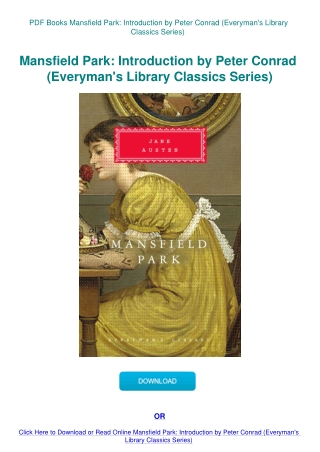 PDF Books Mansfield Park Introduction by Peter Conrad (Everyman's Library Classics Series)
