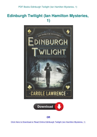 PDF Books Edinburgh Twilight (Ian Hamilton Mysteries  1)