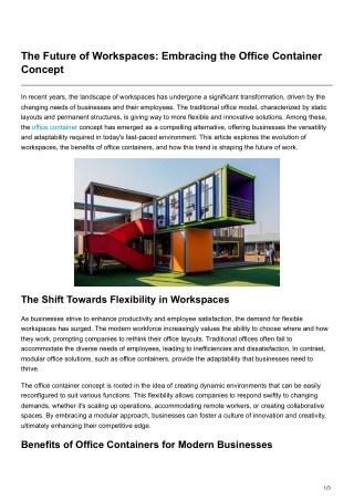The Future of Workspaces Embracing the Office Container Concept