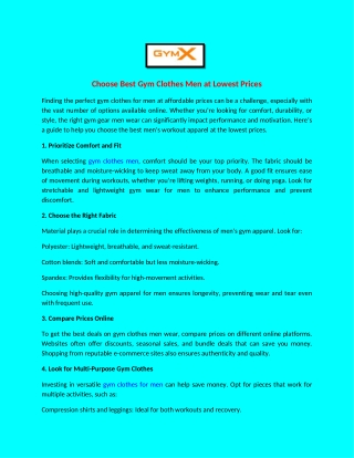 Choose Best Gym Clothes Men at Lowest Prices