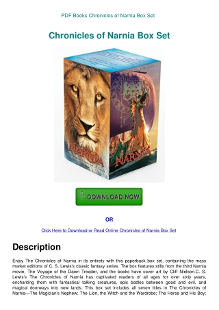 PDF Books Chronicles of Narnia Box Set