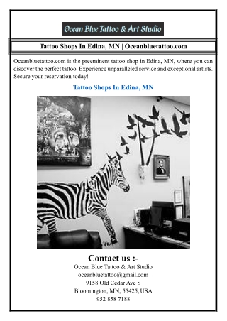 Tattoo Shops In Edina, MN | Oceanbluetattoo.com