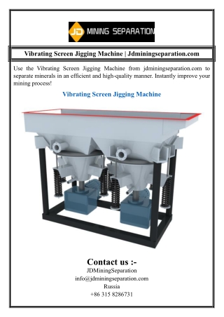 Vibrating Screen Jigging Machine | Jdminingseparation.com